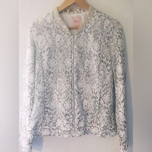 Candie’s lace & floral bomber jacket.